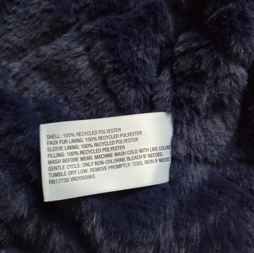 ​Cat & Jack Toddler Boy Blue Marble Winter Puffer Jacket Hooded Fleece Lined 18M